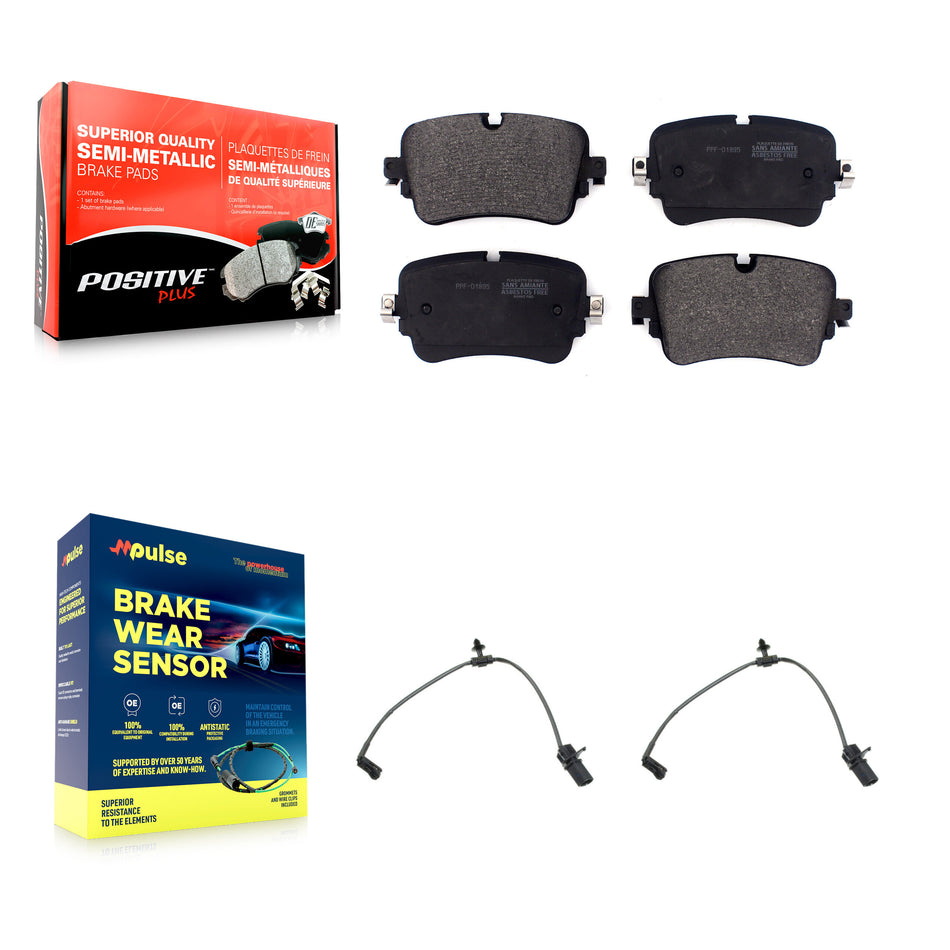 Rear Semi-Metallic Disc Brake Pads And Wear Sensors Kit For Audi Q7 Q8 A8 Quattro KPW-101338