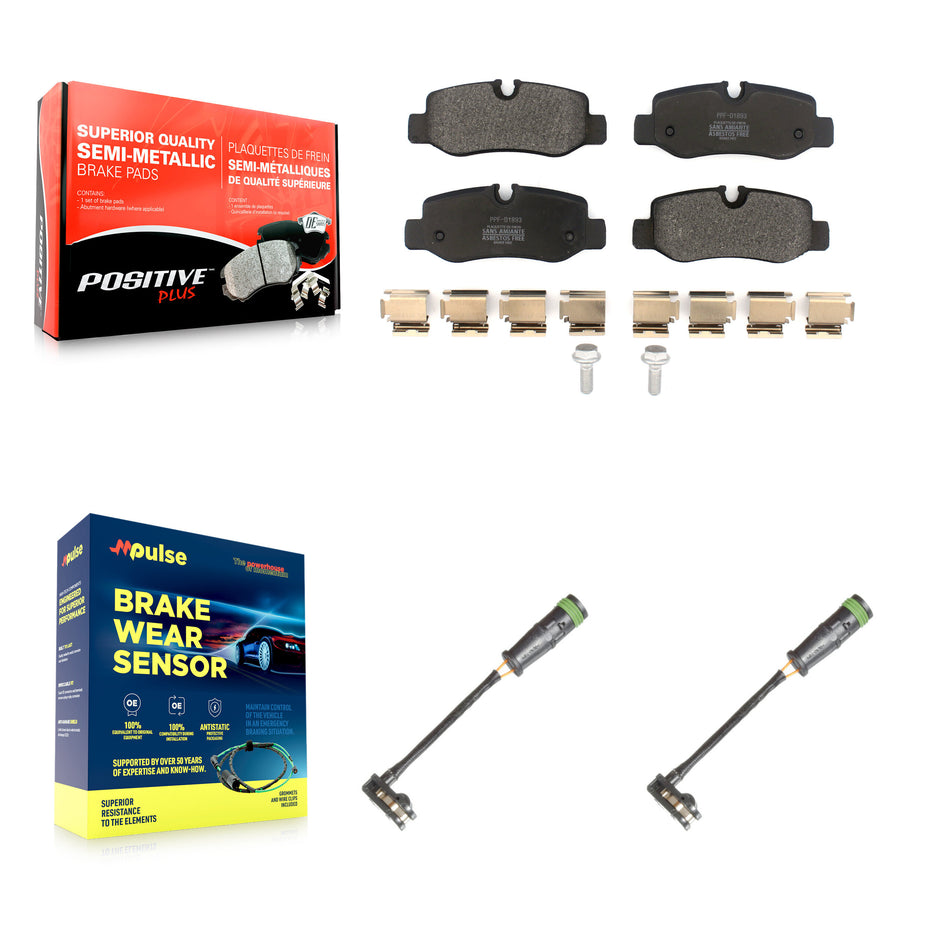Rear Semi-Metallic Disc Brake Pads And Wear Sensors Kit For Mercedes-Benz Metris 2.0L KPW-101341
