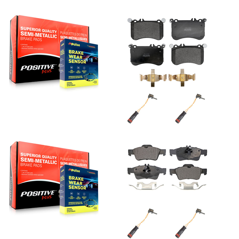 Front Rear Semi-Metallic Disc Brake Pad And Wear Sensor Kit For Mercedes-Benz CLS550 E550 KPW-101353