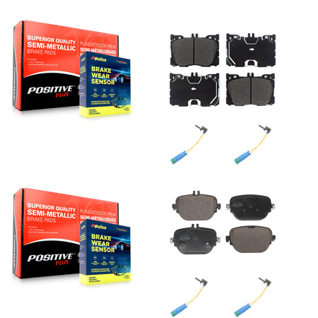 Front Rear Semi-Metallic Brake Pads & Wear Sensor Kit For Mercedes-Benz E400 E450 E43 AMG KPW-101356