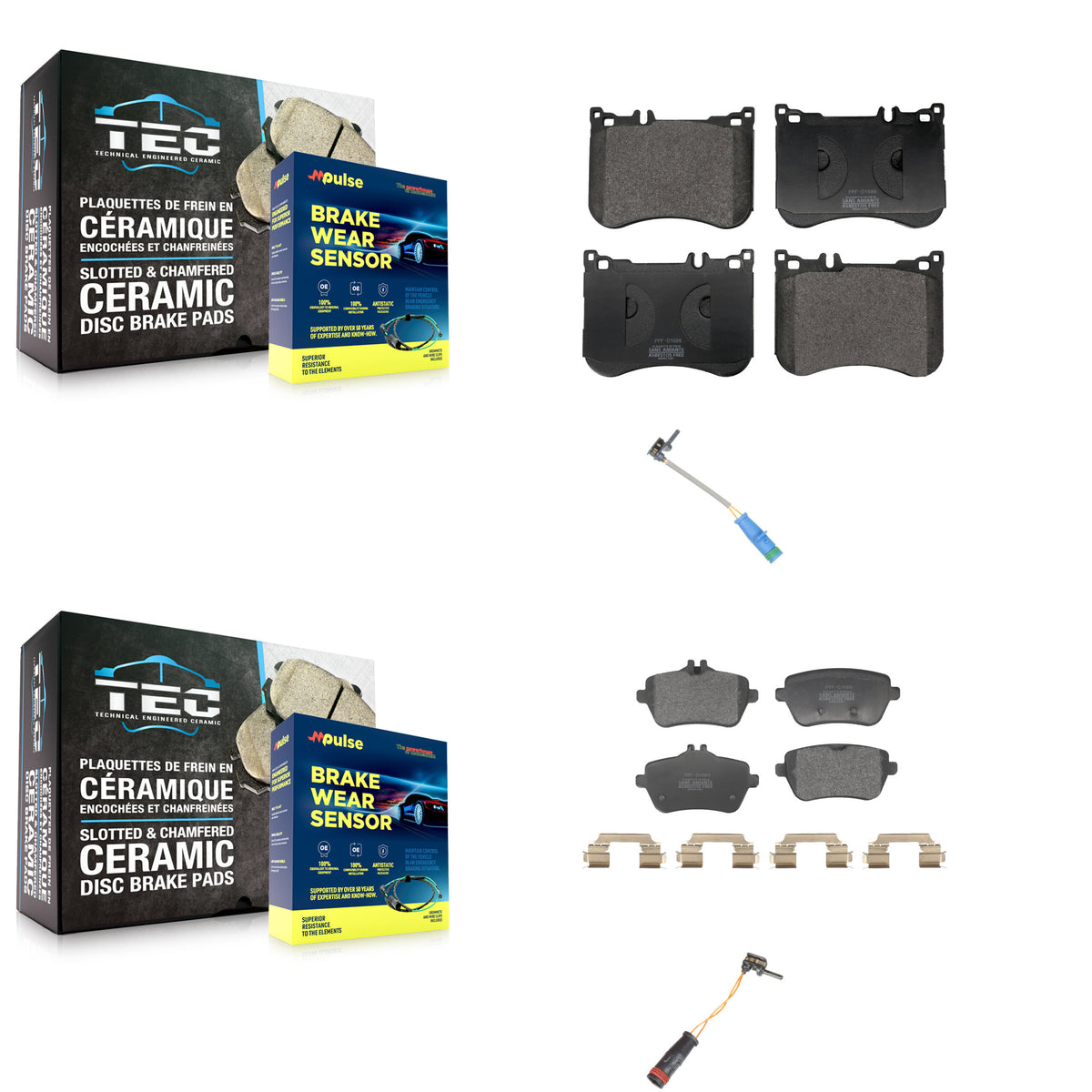 Front Rear Semi-Metallic Brake Pad Wear Sensor Kit For Mercedes-Benz S550 S560 S450 S550e KPW-101360