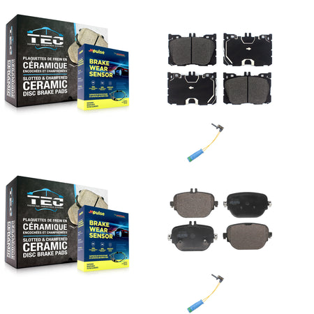 Front Rear Semi-Metallic Brake Pads & Wear Sensor Kit For Mercedes-Benz E400 E450 E43 AMG KPW-101363