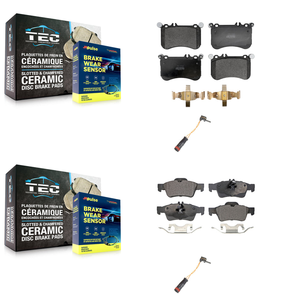 Front Rear Semi-Metallic Disc Brake Pad And Wear Sensor Kit For Mercedes-Benz CLS550 E550 KPW-101366