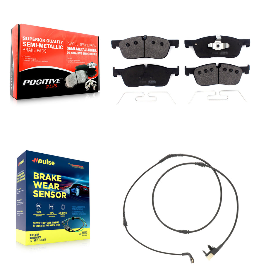 Front Semi-Metallic Brake Pads & Wear Sensor Kit For Jaguar F-Pace Land Rover Range Velar KPW-101383
