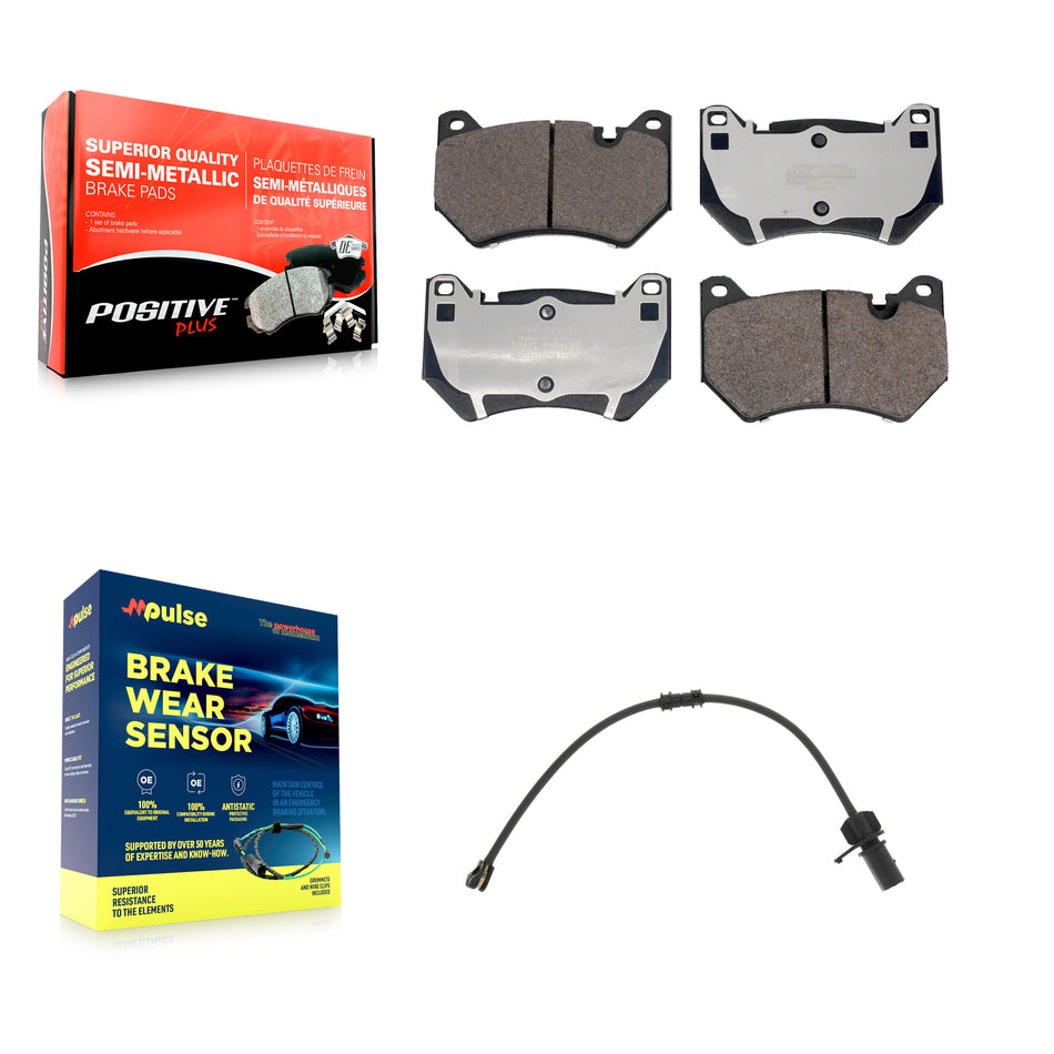 Front Semi-Metallic Disc Brake Pads And Wear Sensors Kit For Audi Q5 2.0L KPW-101384