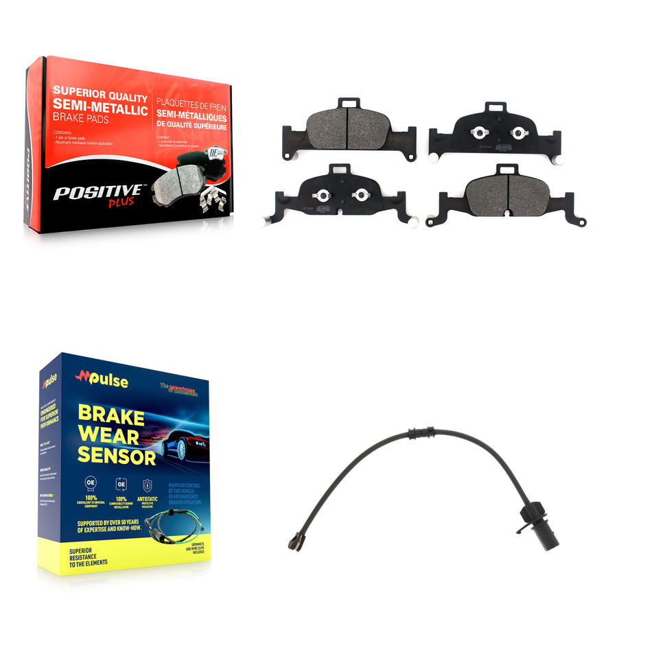 Front Semi-Metallic Brake Pad Wear Sensor Kit For 20 Audi Q5 2.0L Without Brembo Calipers KPW-101385
