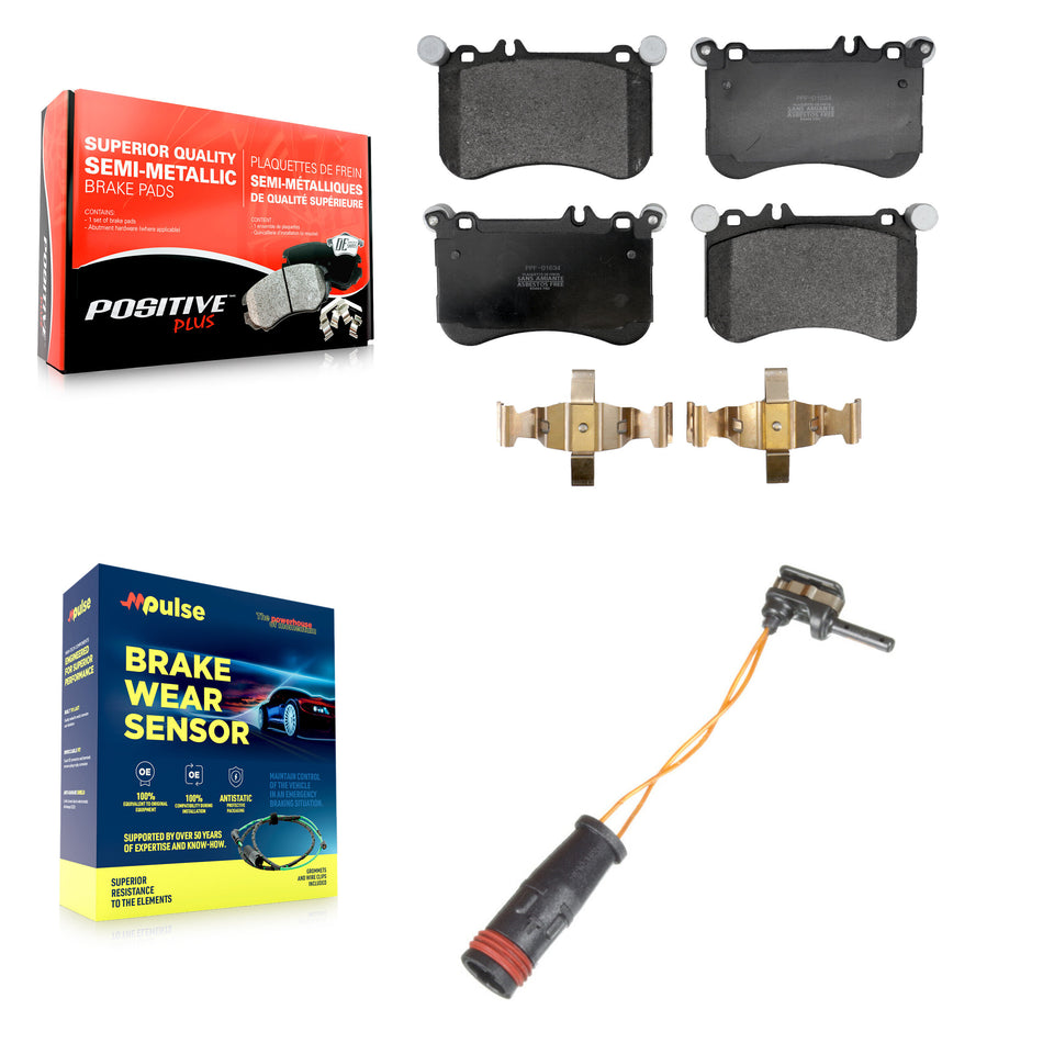 Front Semi-Metallic Brake Pad And Wear Sensor Kit For Mercedes-Benz CLS550 E550 SLC43 AMG KPW-101390