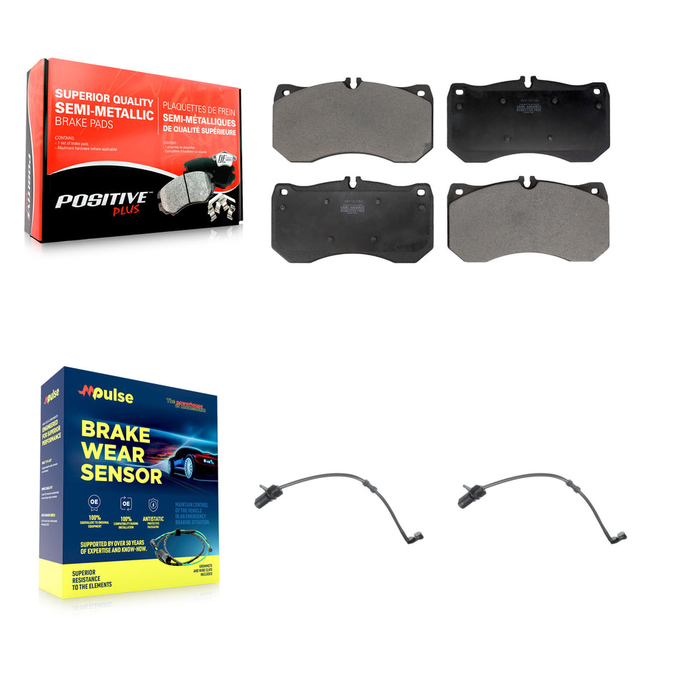 Front Semi-Metallic Disc Brake Pads And Wear Sensors Kit For Audi A7 Quattro A8 KPW-101395