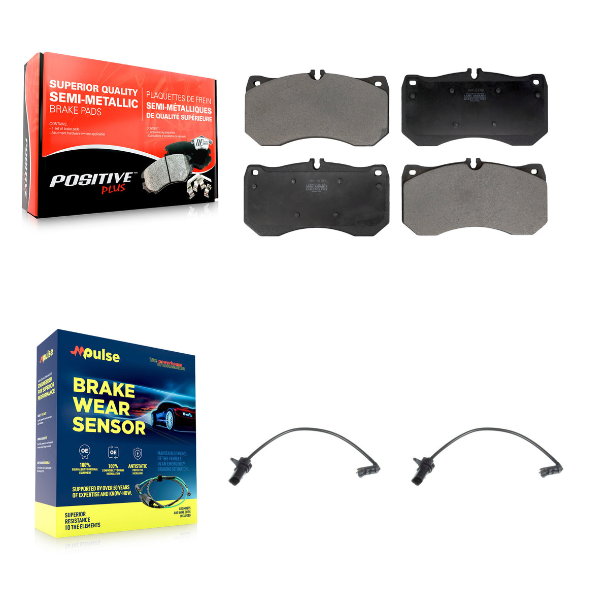 Front Semi-Metallic Disc Brake Pads And Wear Sensors Kit For Audi S6 S7 S8 KPW-101400