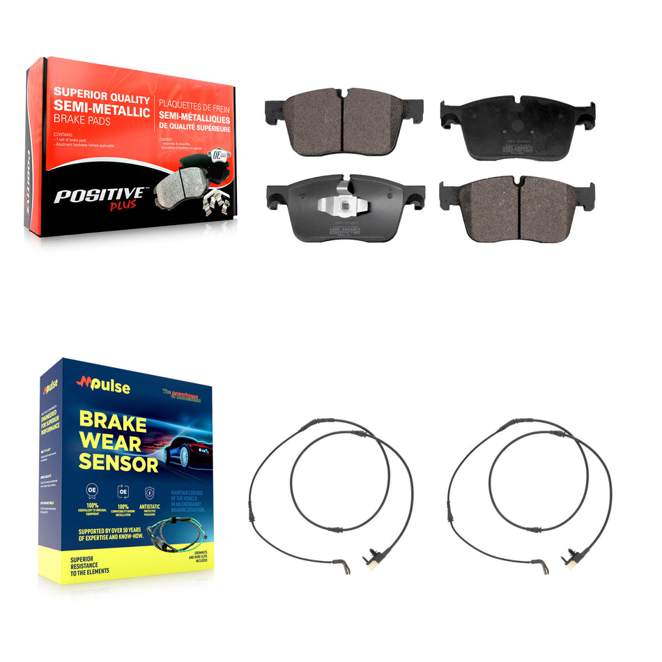 Front Semi-Metallic Brake Pads & Wear Sensor Kit For Jaguar F-Pace Land Rover Range Velar KPW-101401
