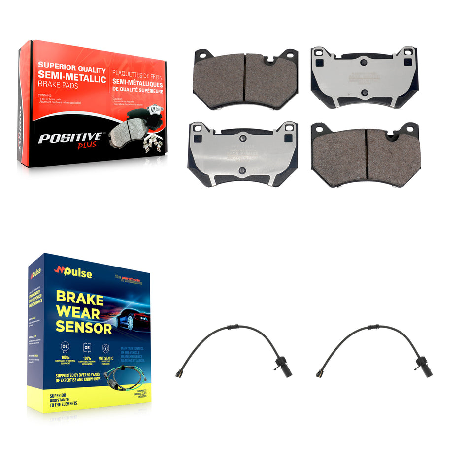 Front Semi-Metallic Disc Brake Pads And Wear Sensors Kit For Audi Q5 2.0L KPW-101403