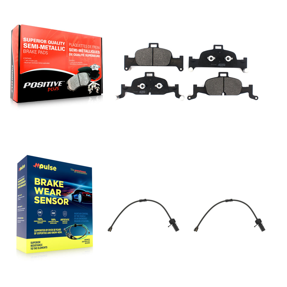 Front Semi-Metallic Brake Pad Wear Sensor Kit For 20 Audi Q5 2.0L Without Brembo Calipers KPW-101404