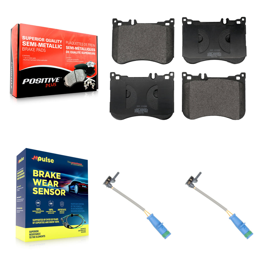 Front Semi-Metallic Brake Pad & Wear Sensor Kit For Mercedes-Benz S550 S560 E53 AMG CLS53 KPW-101407