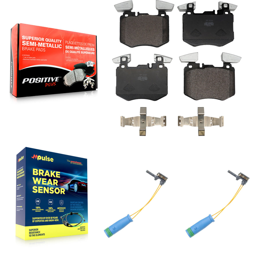 Front Semi-Metallic Disc Brake Pads And Wear Sensors Kit For Mercedes-Benz GLC300 KPW-101410