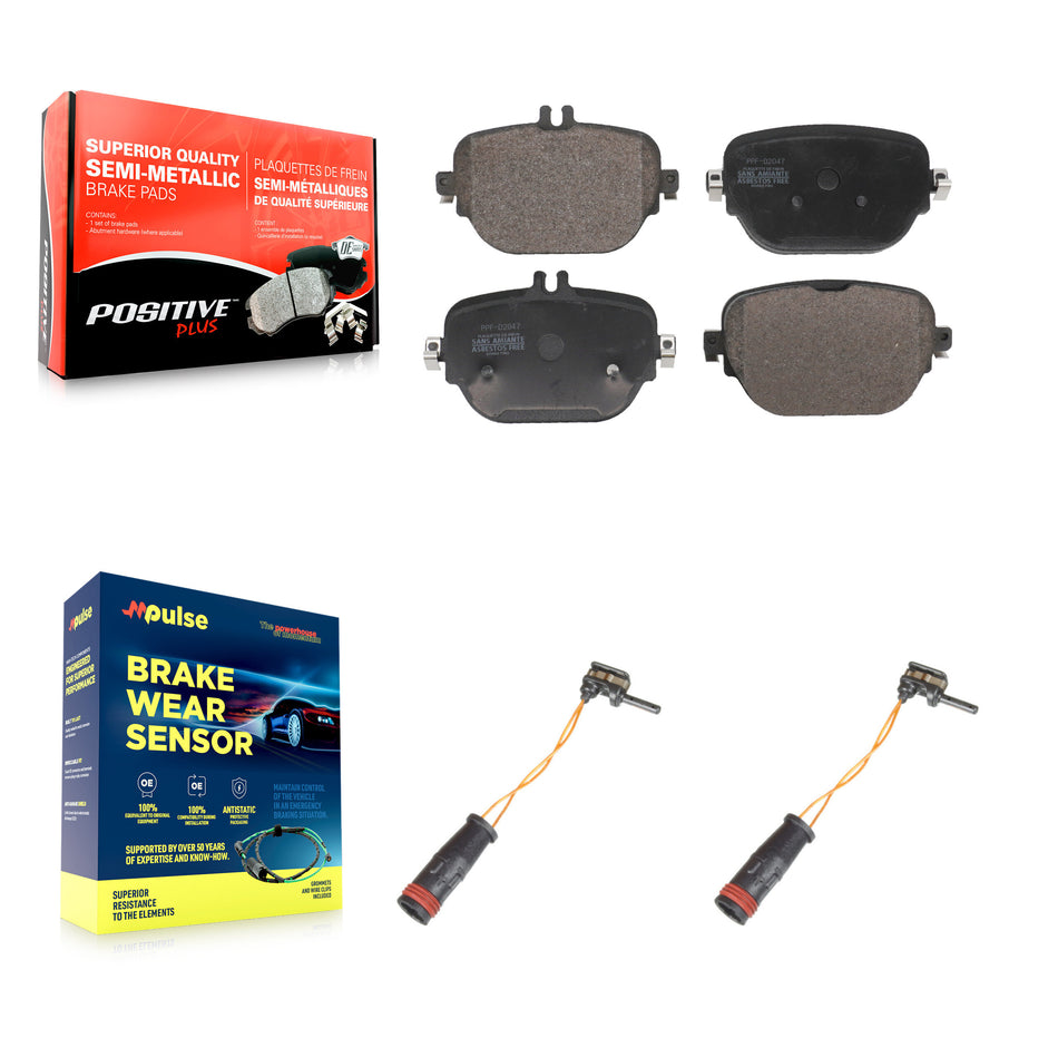 Rear Semi-Metallic Brake Pad & Wear Sensor Kit For 2019-2020 Mercedes-Benz E63 AMG S 4.0L KPW-101417