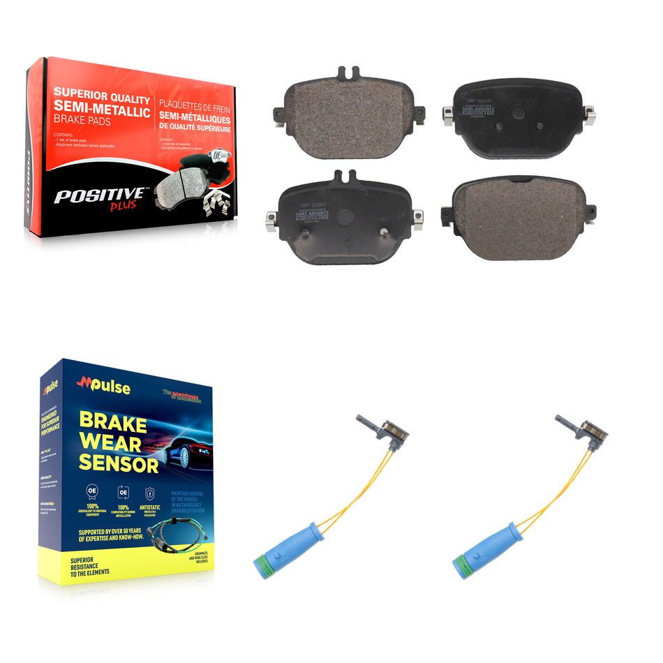 Rear Semi-Metallic Brake Pads Wear Sensor Kit For Mercedes-Benz E400 E450 E53 AMG E43 E63 KPW-101418