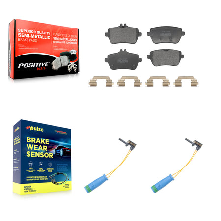 Rear Semi-Metallic Disc Brake Pads And Wear Sensors Kit For 2015 Mercedes-Benz S400 3.0L KPW-101420
