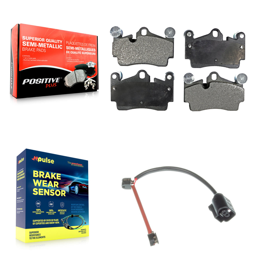Rear Semi-Metallic Disc Brake Pads Wear Sensor Kit For Audi Q7 Porsche Cayenne Volkswagen KPW-101429