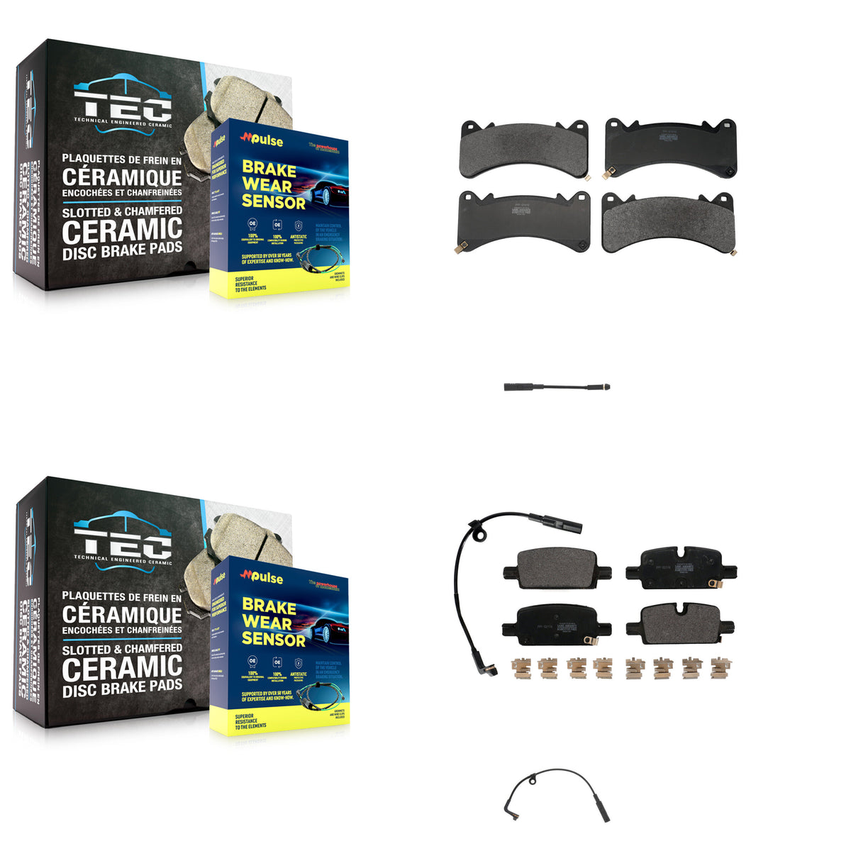Front Rear Semi-Metallic Brake Pad Extra Wear Sensor Kit For GMC Sierra 1500 Chevrolet XL KPW-101435