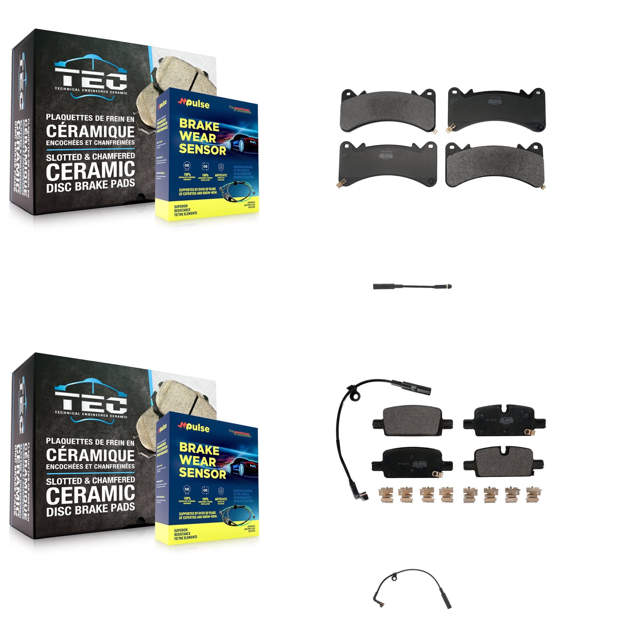 Front Rear Semi-Metallic Brake Pad Extra Wear Sensor Kit For GMC Sierra 1500 Chevrolet XL KPW-101435