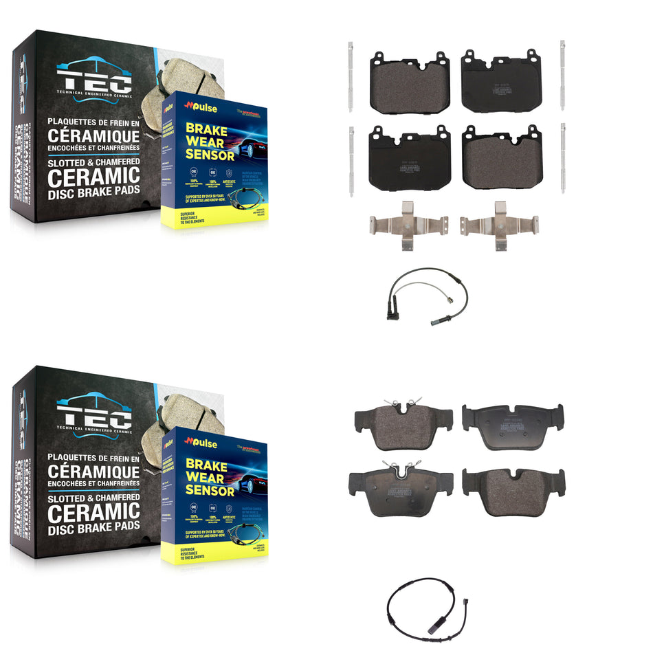 Front Rear Semi-Metallic Disc Brake Pads And Wear Sensors Kit For 2019-2020 BMW X2 M35i KPW-101437
