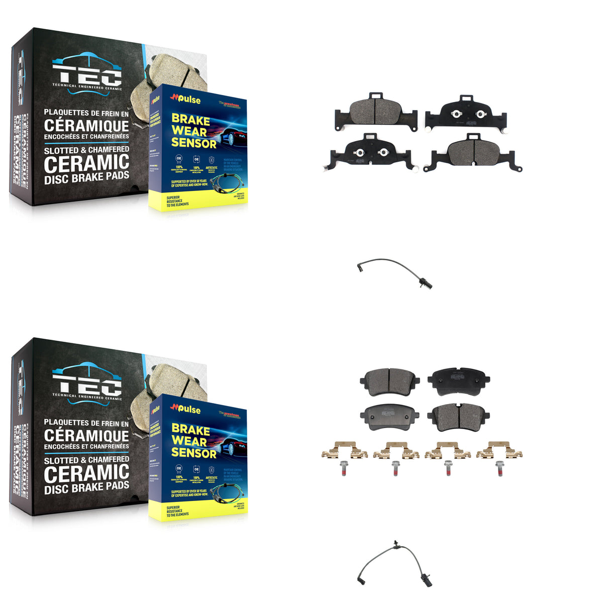 Front Rear Semi-Metallic Disc Brake Pads Wear Sensor Kit For Audi A5 Sportback A4 Quattro KPW-101440