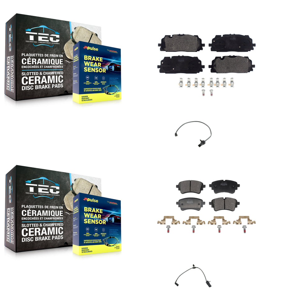 Front Rear Semi-Metallic Disc Brake Pads And Wear Sensors Kit For Audi S5 S4 Sportback KPW-101442
