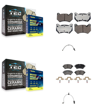 Front Rear Semi-Metallic Disc Brake Pads And Wear Sensors Kit For 2021 Audi Q5 2.0L KPW-101444