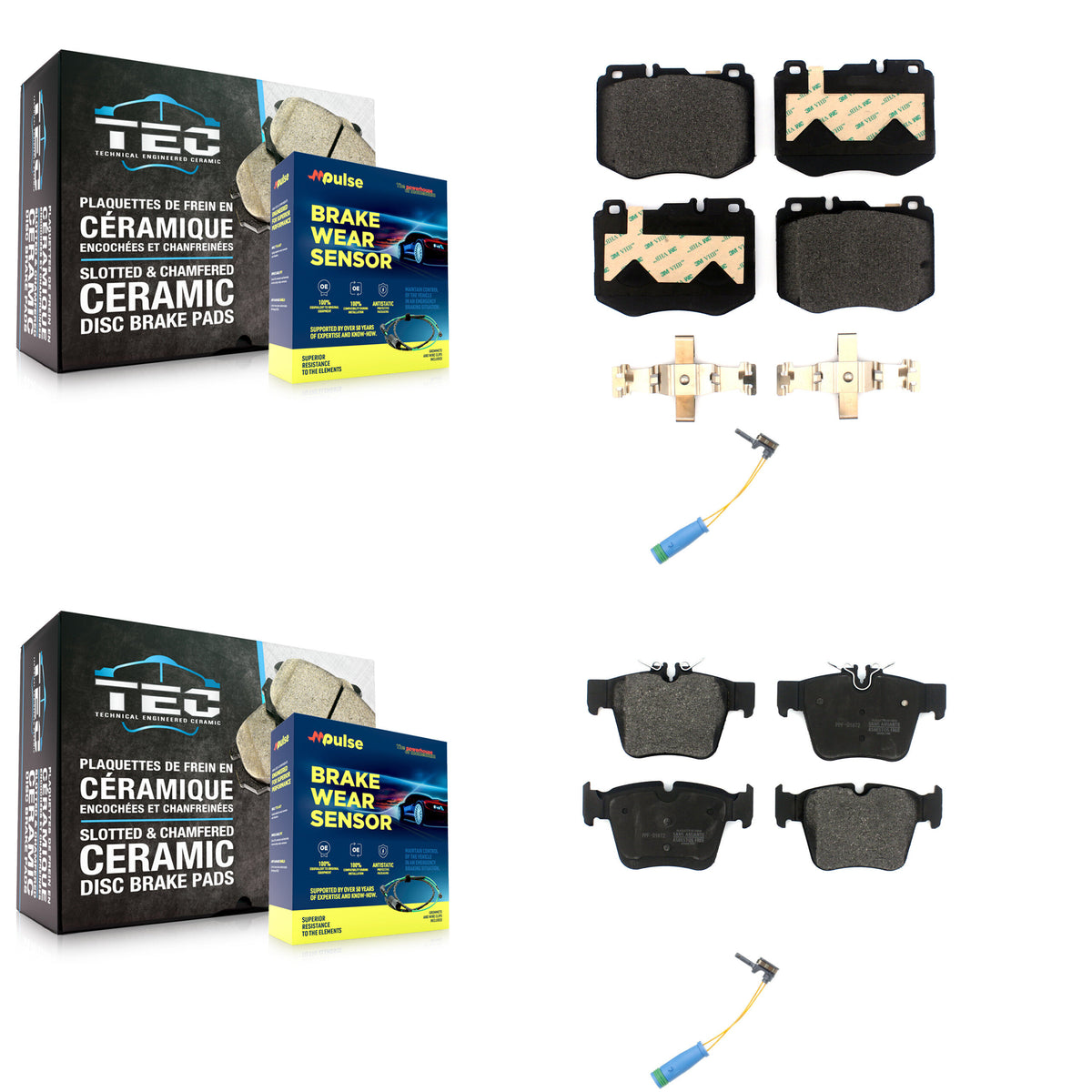 Front Rear Semi-Metallic Disc Brake Pads And Wear Sensors Kit For Mercedes-Benz GLC300 KPW-101445