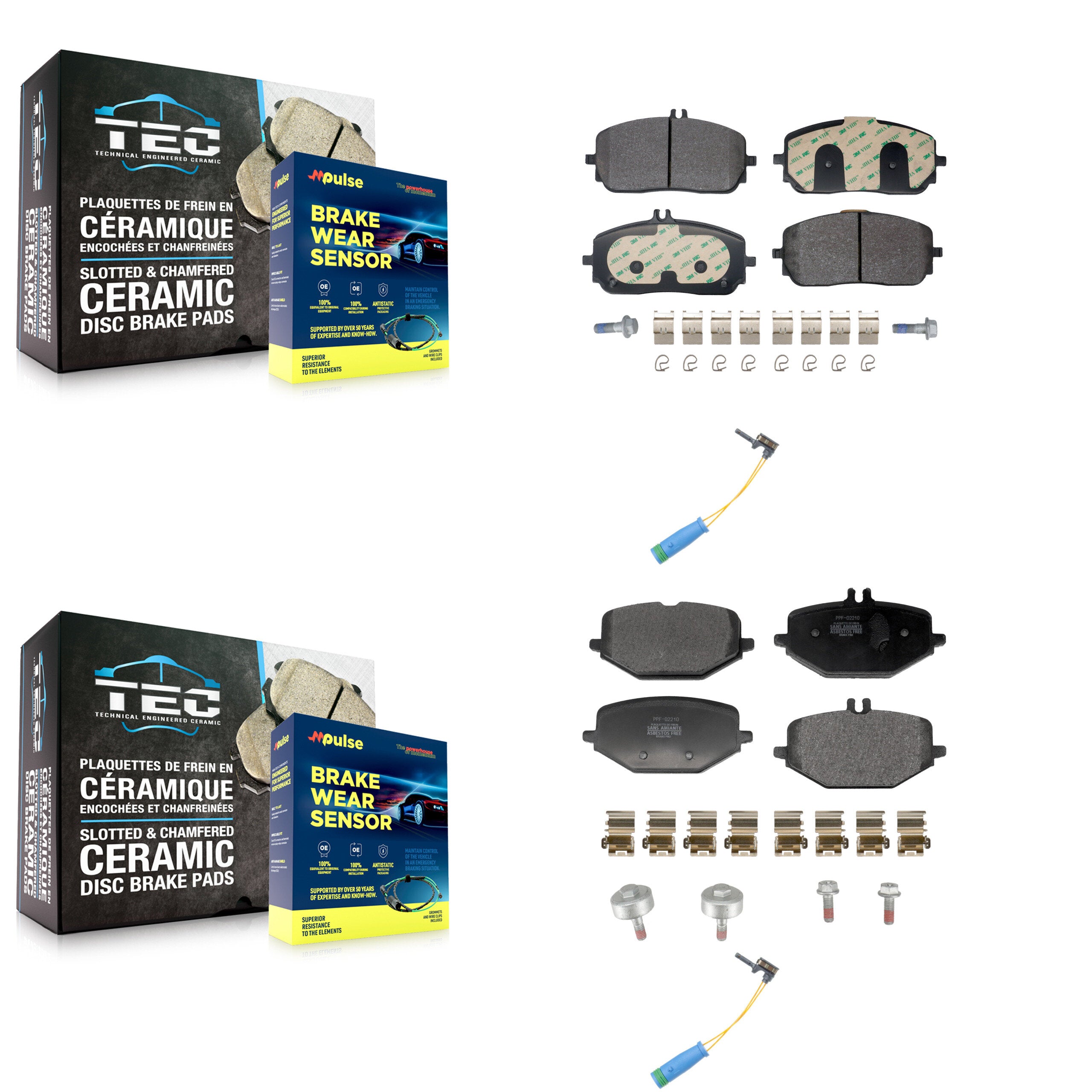 Front Rear Semi-Metallic Disc Brake Pad And Wear Sensor Kit For Mercedes-Benz GLE350 G550 KPW-101450