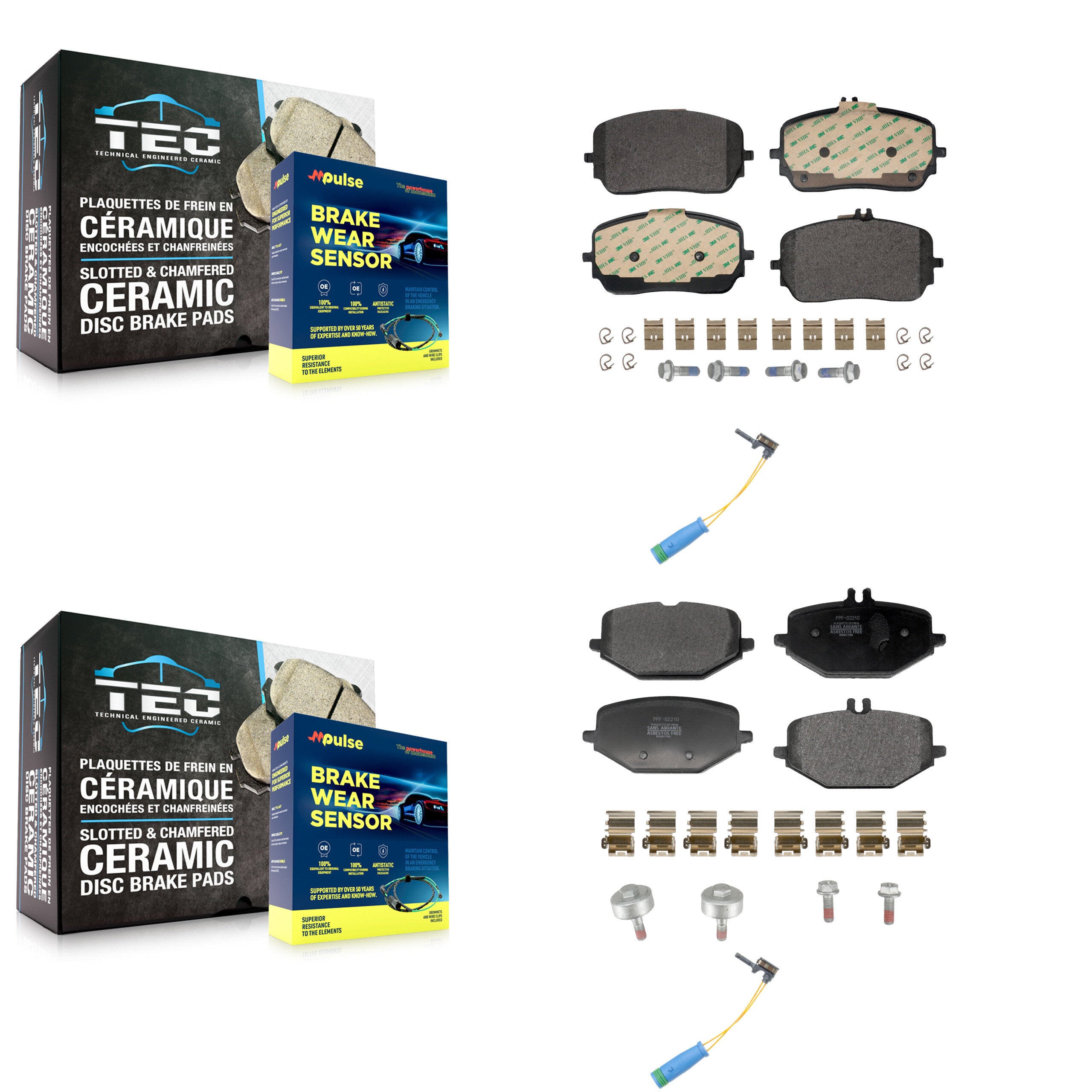 Front Rear Semi-Metallic Brake Pads Wear Sensor Kit For Mercedes-Benz GLE450 GLS450 GLE53 KPW-101451