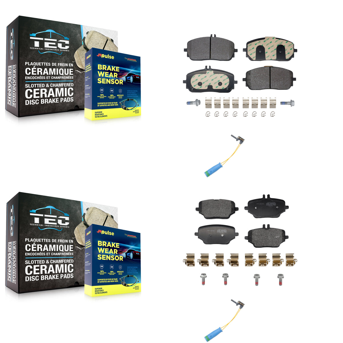 Front Rear Semi-Metallic Disc Brake Pads And Wear Sensors Kit For Mercedes-Benz GLE350 KPW-101452