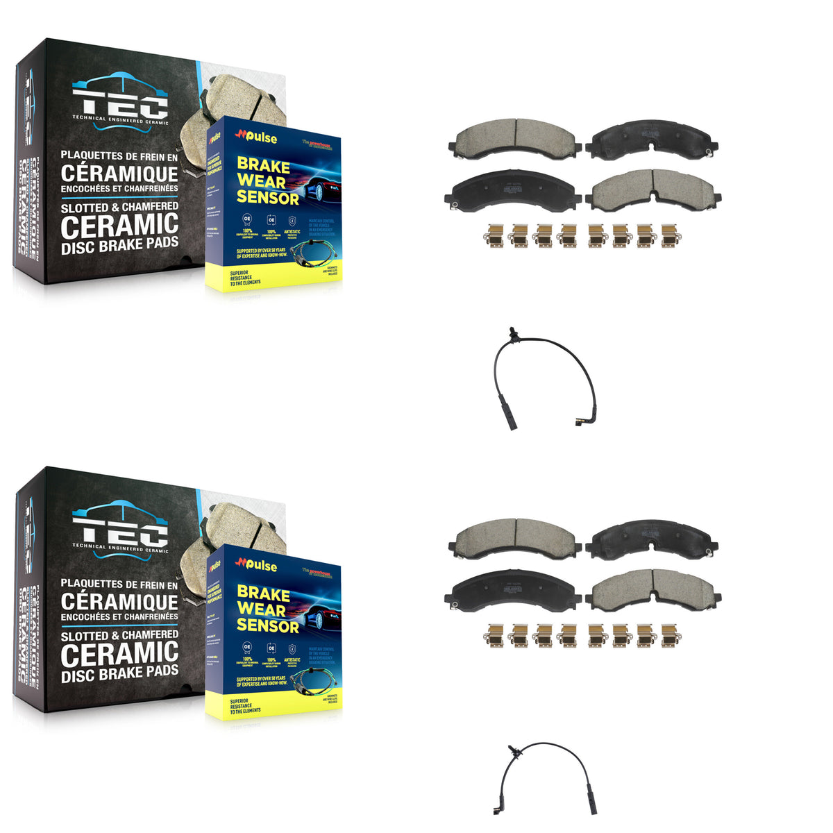 Front Rear Semi-Metallic Brake Pads Wear Sensor Kit For GMC Chevrolet Sierra 2500 HD 3500 KPW-101455