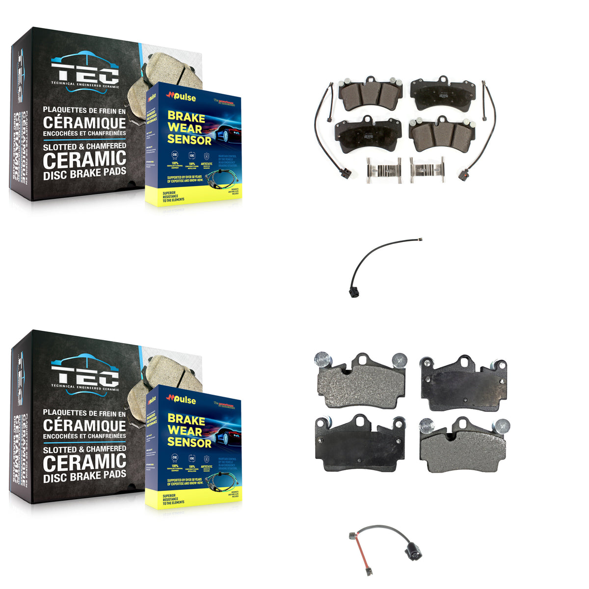 Front Rear Semi-Metallic Disc Brake Pads And Extra Wear Sensors Kit For Audi Q7 KPW-101459