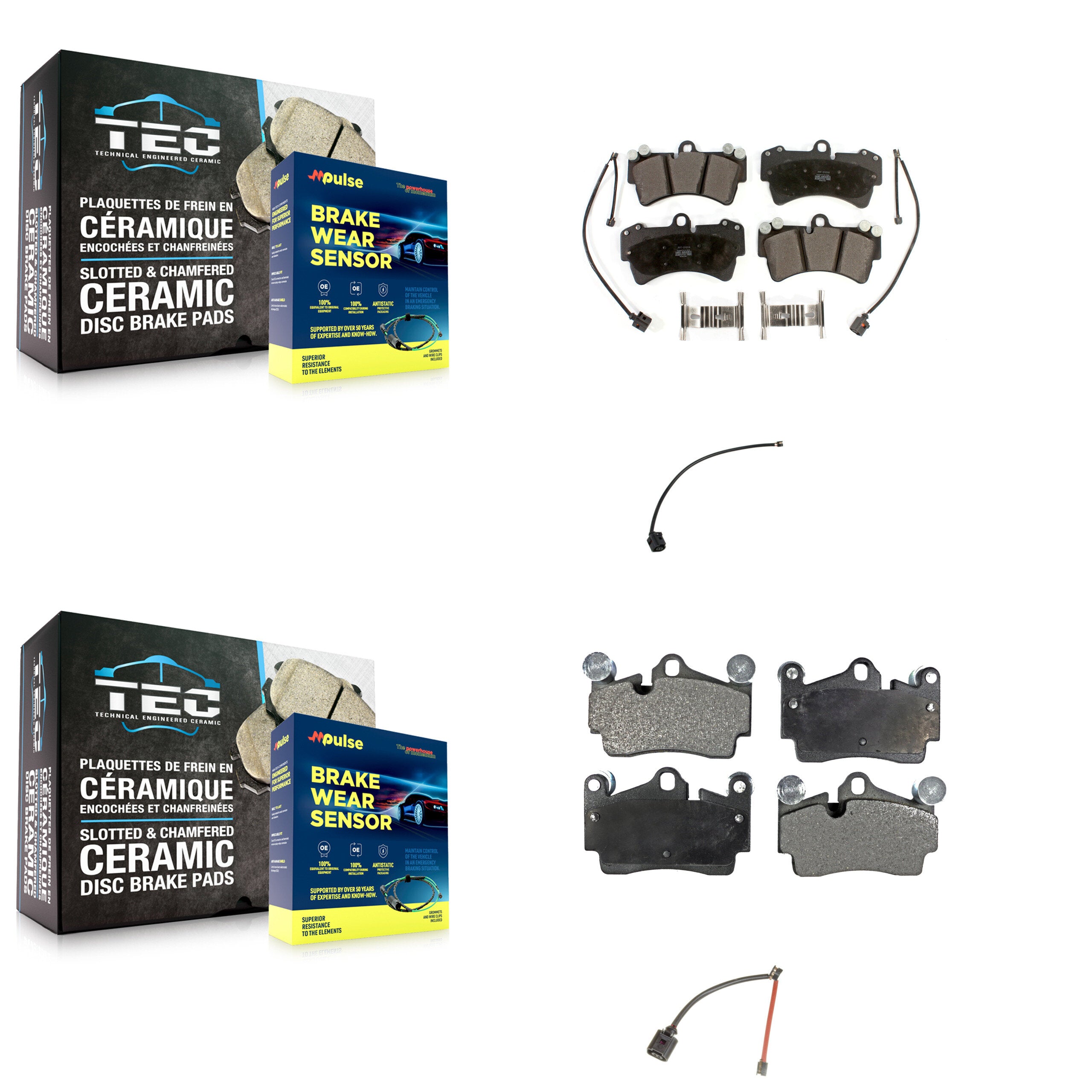 Front Rear Semi-Metallic Disc Brake Pads And Extra Wear Sensors Kit For Audi Q7 KPW-101460