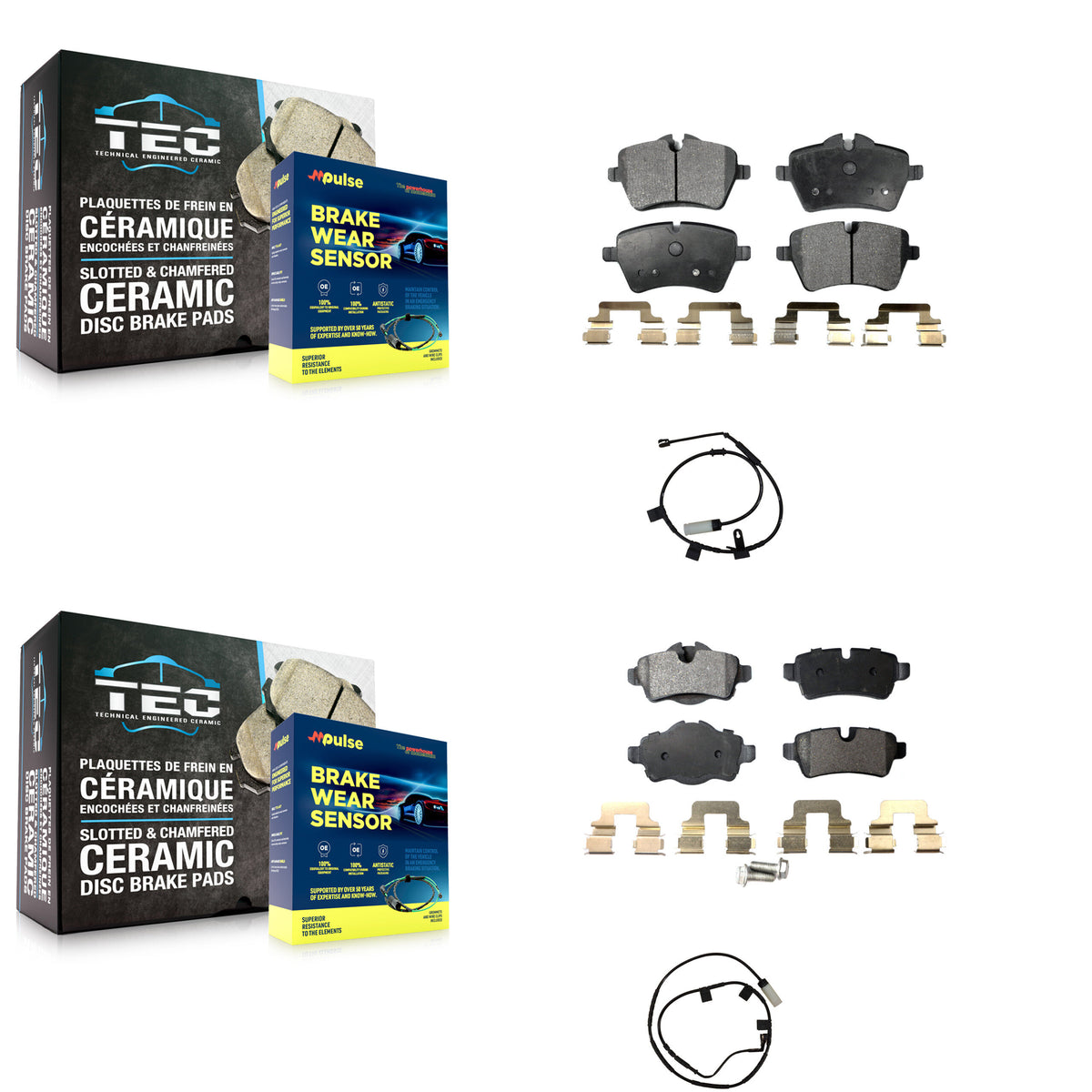 Front Rear Semi-Metallic Disc Brake Pads And Wear Sensors Kit For Mini Cooper KPW-101463