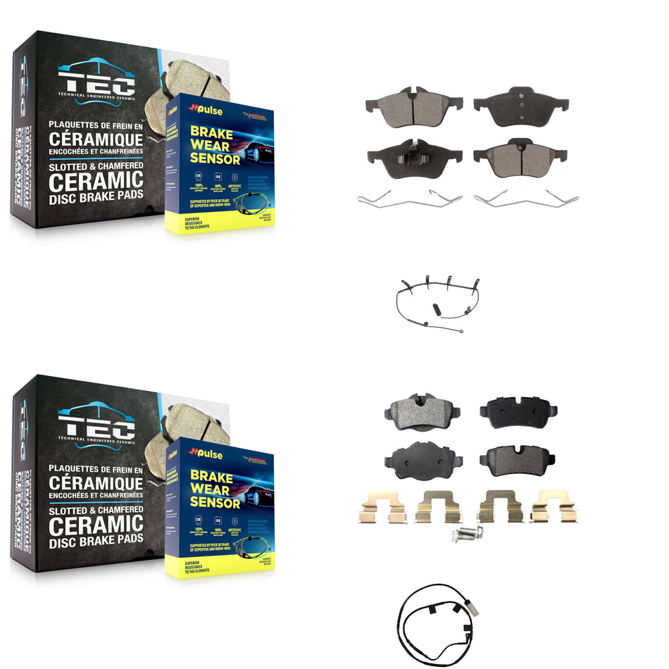 Front Rear Semi-Metallic Disc Brake Pads And Wear Sensors Kit For Mini Cooper KPW-101465