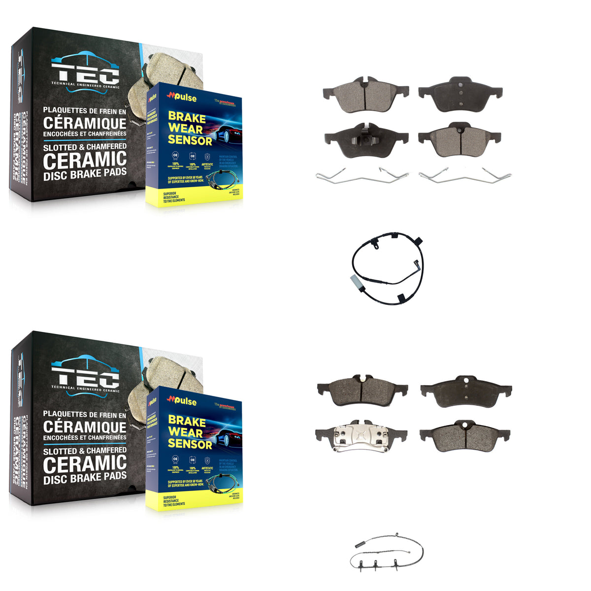Front Rear Semi-Metallic Disc Brake Pads And Wear Sensors Kit For Mini Cooper KPW-101468