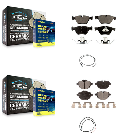 Front Rear Semi-Metallic Disc Brake Pads And Wear Sensors Kit For BMW 528i KPW-101473