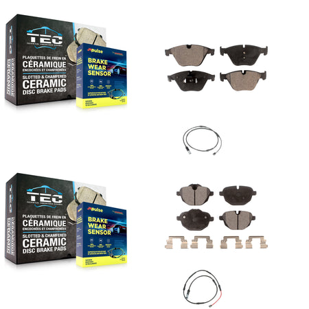 Front Rear Semi-Metallic Disc Brake Pads And Wear Sensors Kit For 2014-2016 BMW 528i 535d KPW-101474
