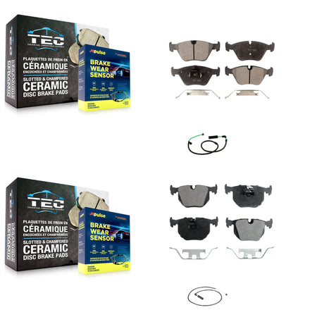 Front Rear Semi-Metallic Disc Brake Pads And Wear Sensors Kit For BMW X3 3.0L KPW-101476