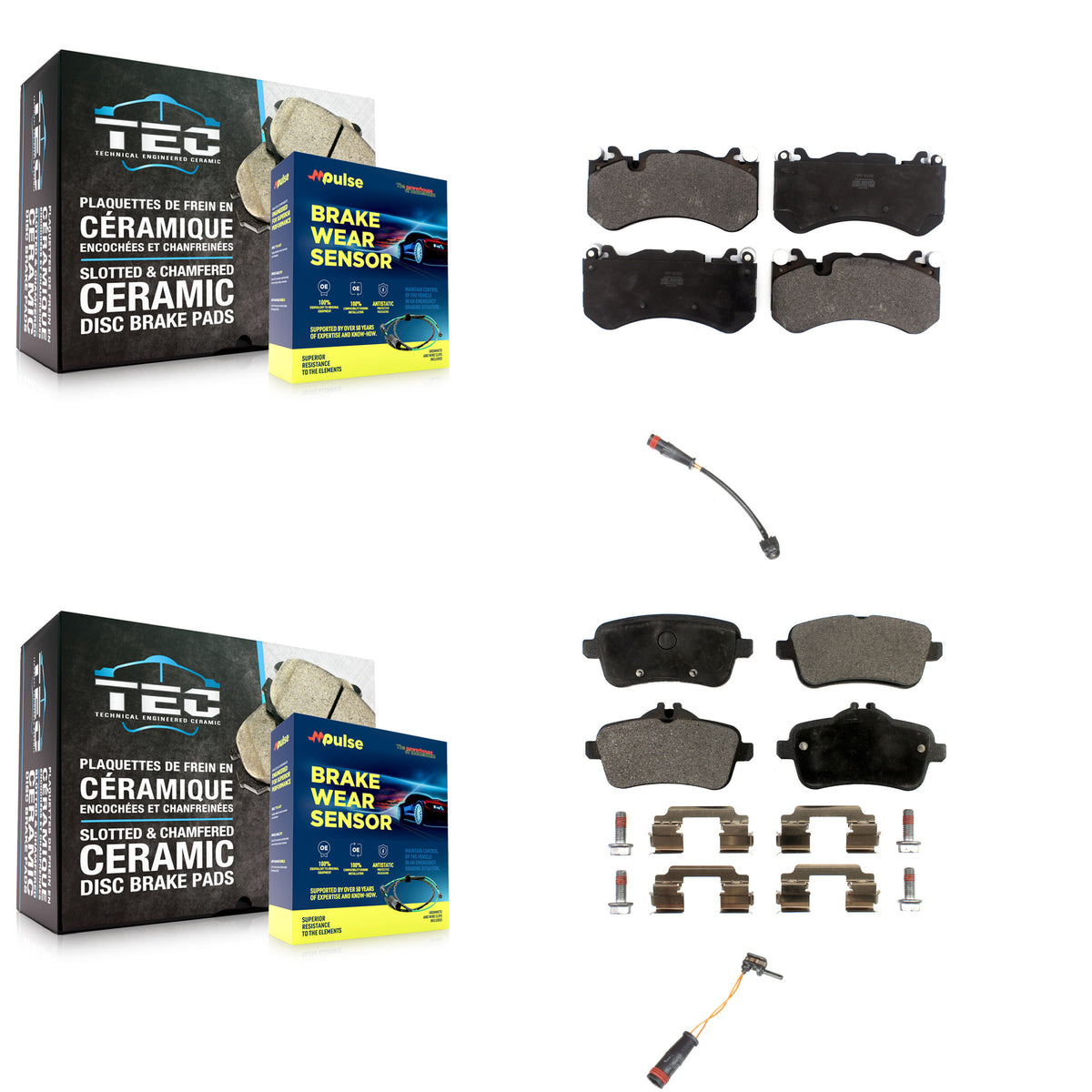 Front Rear Semi-Metallic Brake Pads Wear Sensor Kit For Mercedes-Benz ML63 AMG GL63 GLE63 KPW-101477