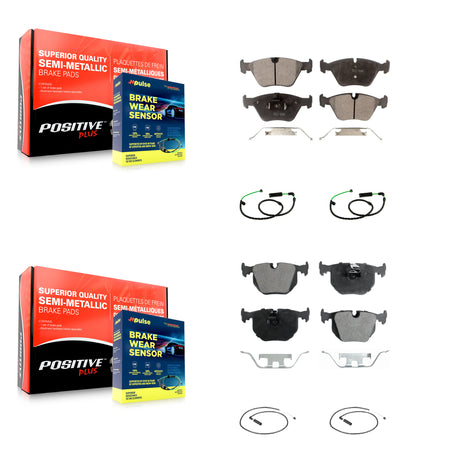 Front Rear Semi-Metallic Disc Brake Pads And Wear Sensors Kit For BMW X3 3.0L KPW-101479