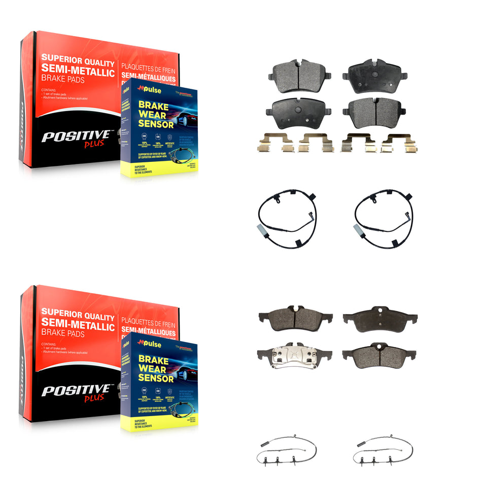 Front Rear Semi-Metallic Disc Brake Pads And Wear Sensors Kit For Mini Cooper KPW-101483