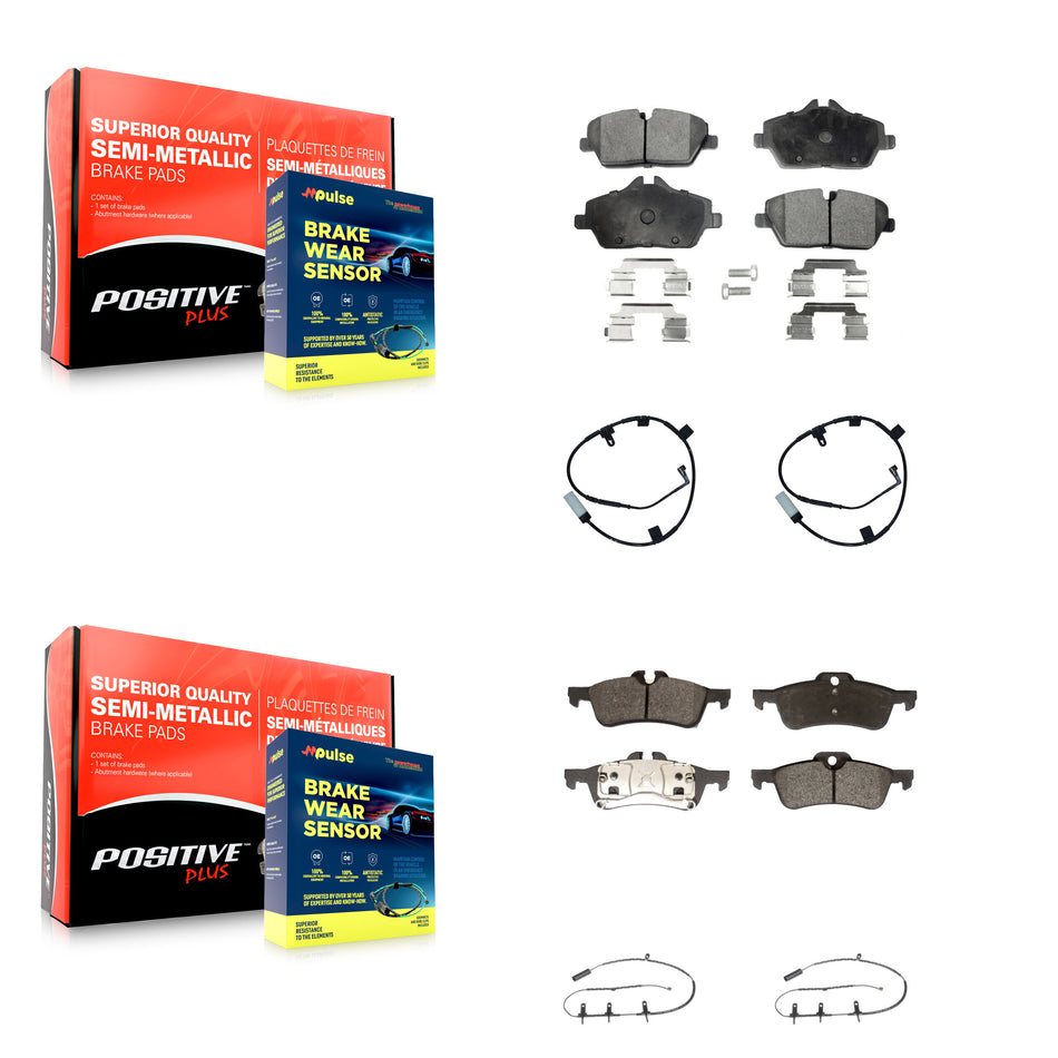Front Rear Semi-Metallic Disc Brake Pads And Wear Sensors Kit For Mini Cooper KPW-101484