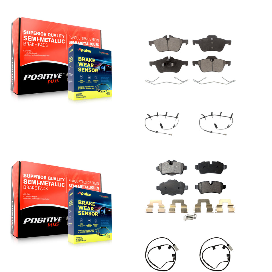 Front Rear Semi-Metallic Disc Brake Pads And Wear Sensors Kit For Mini Cooper KPW-101485