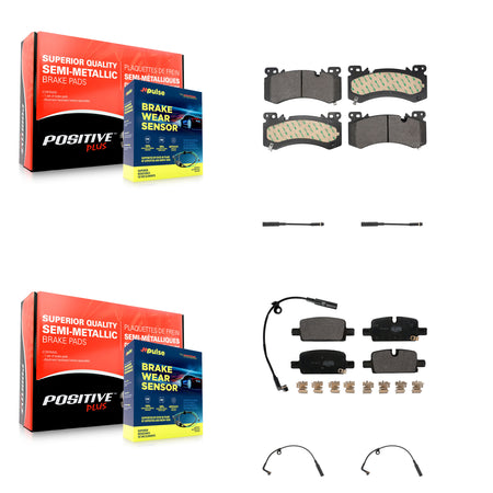 Front Rear Semi-Metallic Disc Brake Pads And Extra Wear Sensors Kit For Chevrolet Tahoe KPW-101489