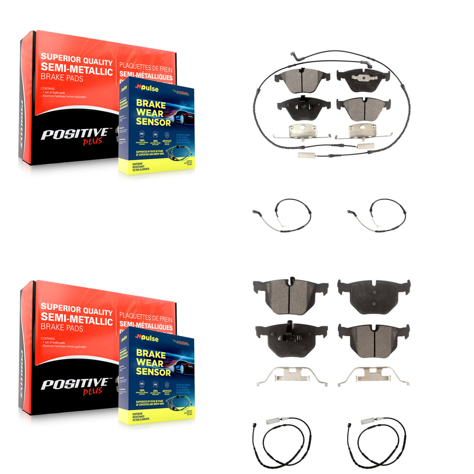 Front Rear Semi-Metallic Brake Pad & Extra Wear Sensor Kit For BMW X1 xDrive35i with 3.0L KPW-101492