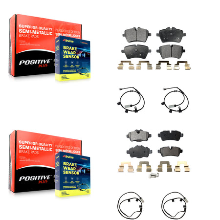 Front Rear Semi-Metallic Disc Brake Pads And Wear Sensors Kit For Mini Cooper KPW-101495