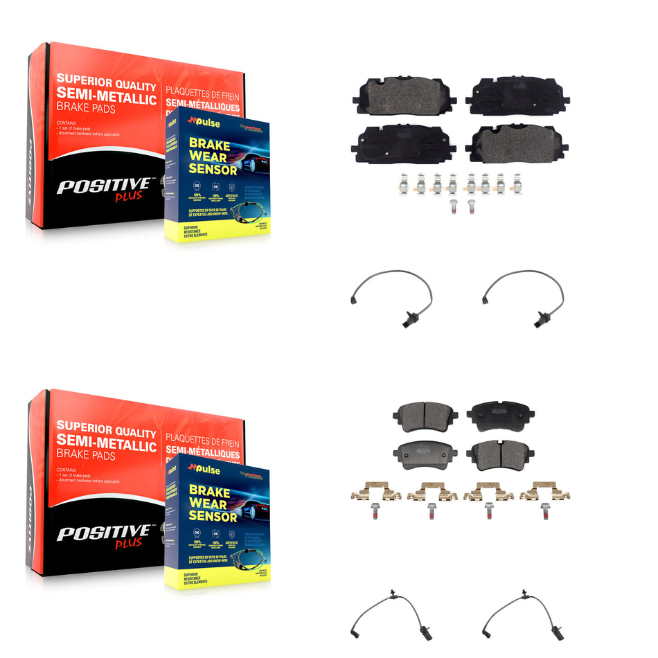 Front Rear Semi-Metallic Disc Brake Pads And Wear Sensors Kit For Audi S5 S4 Sportback KPW-101505